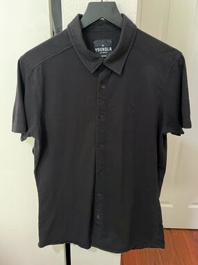 YoungLA Black Short-Sleeve Button-Down Shirt